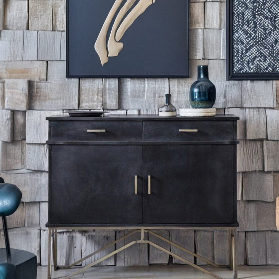 Modern White Wooden Sideboard with Metal Base – 2 Door and 1 Drawer Luxury Storage