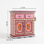 Hand-Painted Rajasthani Acacia Wood Cabinet | Peacock Design Storage - Image 6