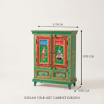 Hand-Painted Rajasthani Radha Rani Mango Wood Cabinet-2 Door and 2 Drawer | Traditional Artwork Unit - Image 5