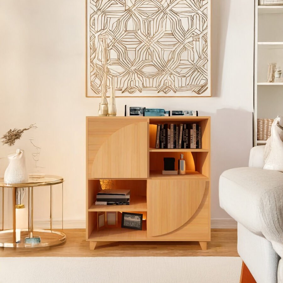 Modern Wooden Cabinet | Geometric Storage Sideboard