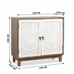 Hand Carved 2 Door Mango Wood Cabinet - White - Image 6