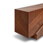 Modern Teak Wood Sideboard Cabinet with Geometric Design - Walnut Finish - Image 13