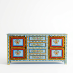 Hand Painted Solid Wood Sideboard | Multicolor Floral Storage Cabinet - Image 2