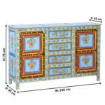 Hand Painted Solid Wood Sideboard | Multicolor Floral Storage Cabinet - Image 7