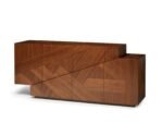 Modern Teak Wood Sideboard Cabinet with Geometric Design - Walnut Finish - Image 10