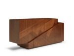 Modern Teak Wood Sideboard Cabinet with Geometric Design - Walnut Finish - Image 7