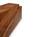 Modern Teak Wood Sideboard Cabinet with Geometric Design - Walnut Finish - Image 11