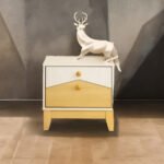 Modern Two-Tone Mango Wooden Bedside Table with Drawer