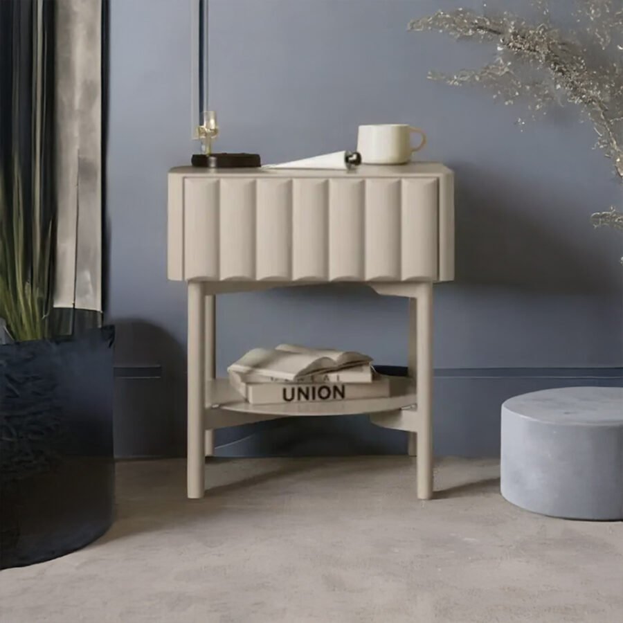 Solid Wood Bedside Table with 1 Drawer & Open Shelf