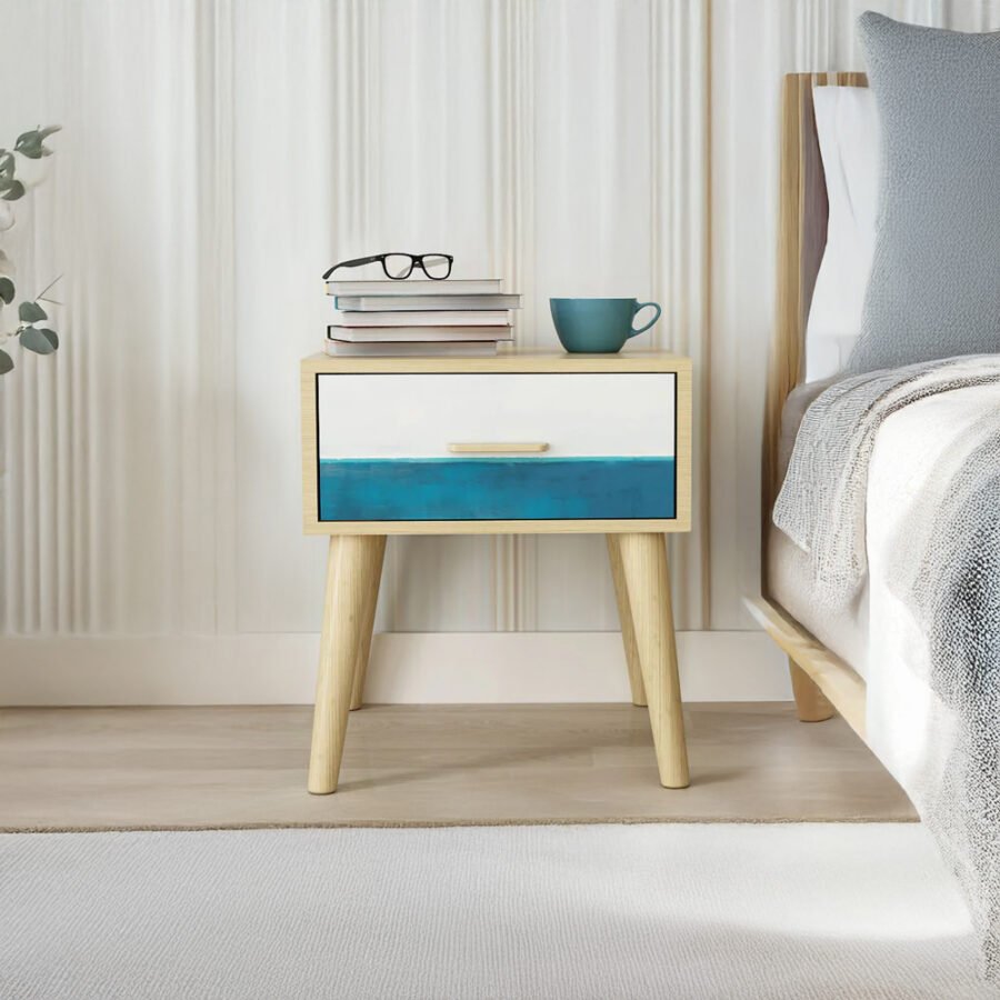 Modern Wooden Bedside Table with 1 Drawer | Solid Wood Nightstand