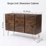 Mango Wood 2 Door Sideboard with 3 Drawers | Modern Wooden Storage Cabinet - Image 5