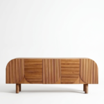 Mango Wood Arced Sideboard | Oak Finish Modern Cabinet - Image 8