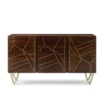 Mango Wood 2 Door Sideboard with 3 Drawers | Modern Wooden Storage Cabinet - Image 3