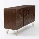 Mango Wood 2 Door Sideboard with 3 Drawers | Modern Wooden Storage Cabinet - Image 2