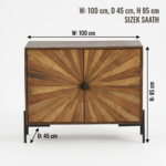 Sheesham Wood 2 Door Sideboard with Sunburst Design - Image 4