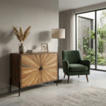 Sheesham Wood 2 Door Sideboard with Sunburst Design