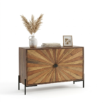 Sheesham Wood 2 Door Sideboard with Sunburst Design - Image 3