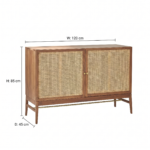 Acacia Wooden  2 Door Rattan Sideboard - Modern Cane Storage Unit - Image 6