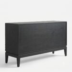 Black  Mango Wooden Carved Sideboard with Geometric Gold Accents | Modern Storage Cabinet - Image 5