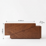 Modern Teak Wood Sideboard Cabinet with Geometric Design - Walnut Finish - Image 6