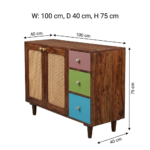 Multicolor Mango Wood Sideboard with Cane 2 Doors – Modern Storage - Image 6
