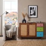 Multicolor Mango Wood Sideboard with Cane 2 Doors – Modern Storage