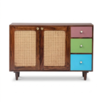 Multicolor Mango Wood Sideboard with Cane 2 Doors – Modern Storage - Image 5