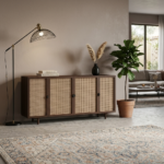 Modern Wooden Cane 4-Door Sideboard | Handmade Storage Cabinet