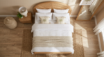 Solid Wood Cane Bed with Curved Headboard – Natural Finish - Image 5