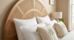 Solid Wood Cane Bed with Curved Headboard – Natural Finish - Image 7