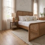 Solid Wood Cane Bed – Natural Finish | Handwoven Rattan Headboard & Footboard - Image 3