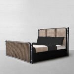 Solid Wood Cane Bed – Black Finish | Modern Rattan King & Queen Bed - Image 2