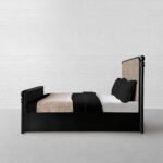 Solid Wood Cane Bed – Black Finish | Modern Rattan King & Queen Bed - Image 5