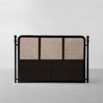 Solid Wood Cane Bed – Black Finish | Modern Rattan King & Queen Bed - Image 3