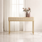 Solid Wood Console Table with Metal Stand
