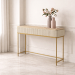 Solid Wood Console Table with Metal Stand - Image 2