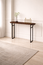 Acacia Wood Console Table with Curved Edges