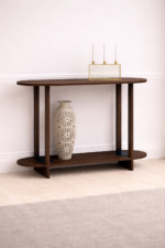 Solid Wood Curve Shape Console Table - Walnut Finish