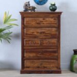 Sheesham Wood Chest of Drawers 5  | Teak Wood Finish Storage Cabinet
