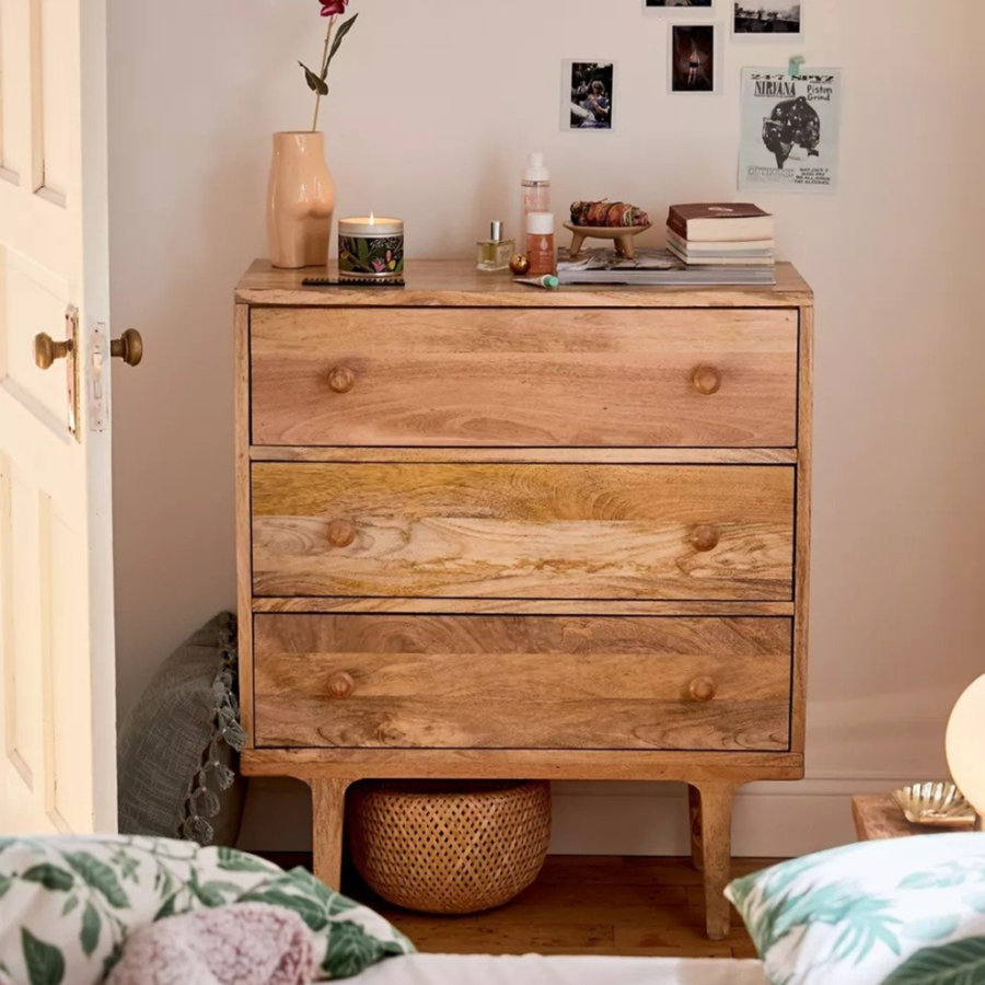 Mango Wood Chest of Drawers – 3 or 6 Drawers, Natural Finish