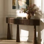 Solid Wood 1 Drawer Console Table – Walnut Finish Entryway Furniture