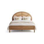 Solid Wood Cane Bed with Curved Headboard – Natural Finish - Image 2