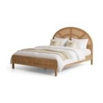 Solid Wood Cane Bed with Curved Headboard – Natural Finish - Image 3