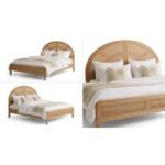 Solid Wood Cane Bed with Curved Headboard – Natural Finish - Image 8