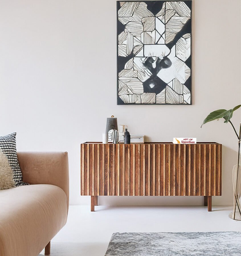 Mango Wood 2 Door Sideboard | Modern Storage Cabinet