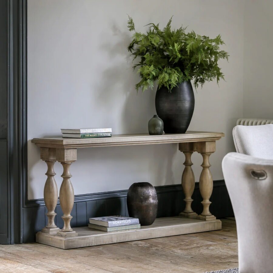 Sheesham Wood Console Table with Open Shelf