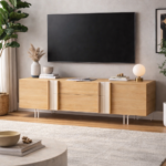 Solid Wood Media TV Unit - Natural Finish