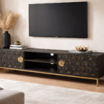 Mango Wood Media TV Unit - Black Finish