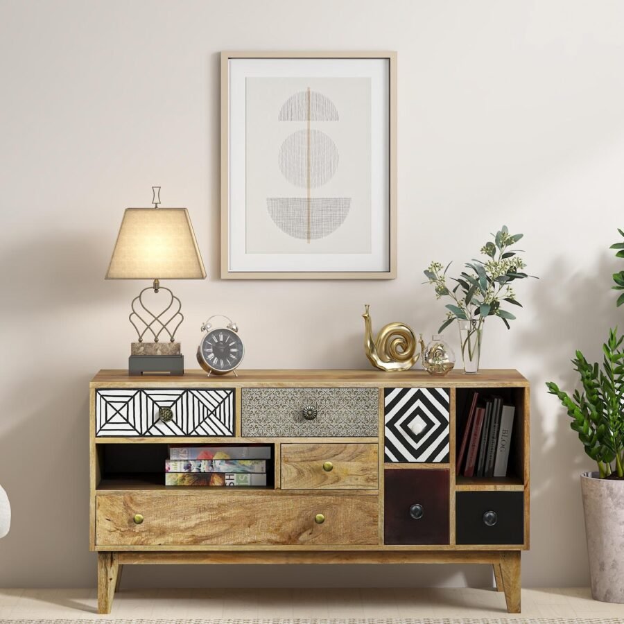 Mango Wood Chest of Drawers – Natural Finish Storage Cabinet