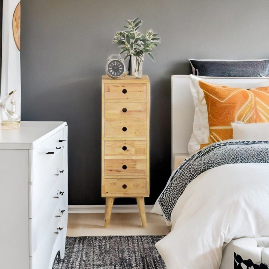 Solid Wood Chest of Drawers 6 | Natural Finish Storage Cabinet
